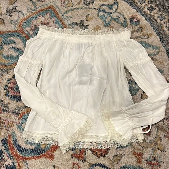 The Kooples White and Lace off the shoulder top - Picture 1 of 8